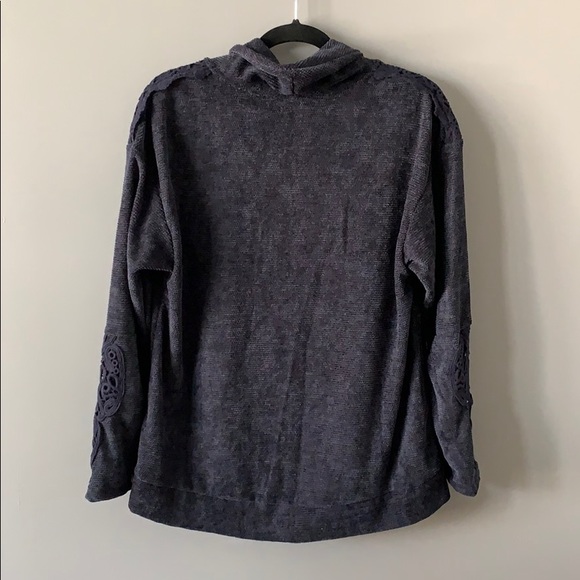 Knox Rose Crochet Turtleneck Sweater Navy Medium - Picture 7 of 8